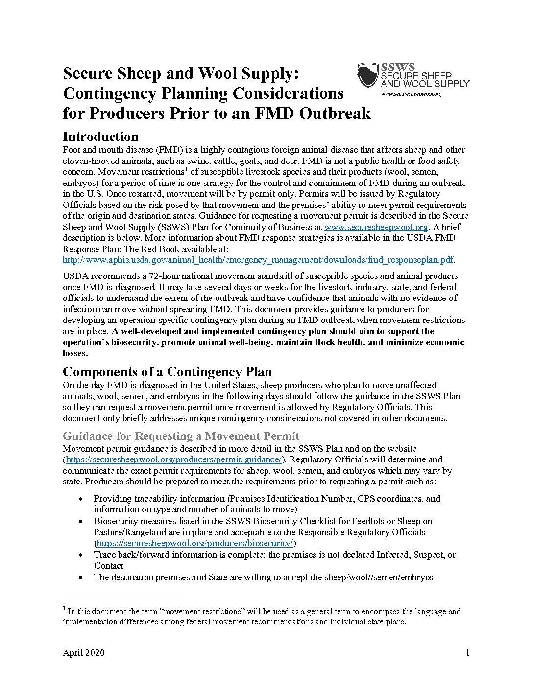 Contingency Planning For Producers Prior To An Fmd Outbreak Secure