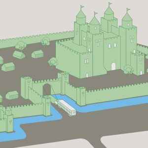 enhanced biosecurity depicted in an illustration of a medieval castle with a modern semi-truck crossing a moat on a drawbridge.